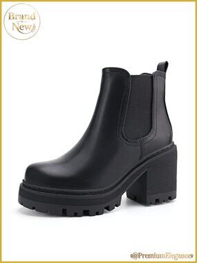 Women's Chelsea Platform Ankle Booties Classic Round Toe Slip-On